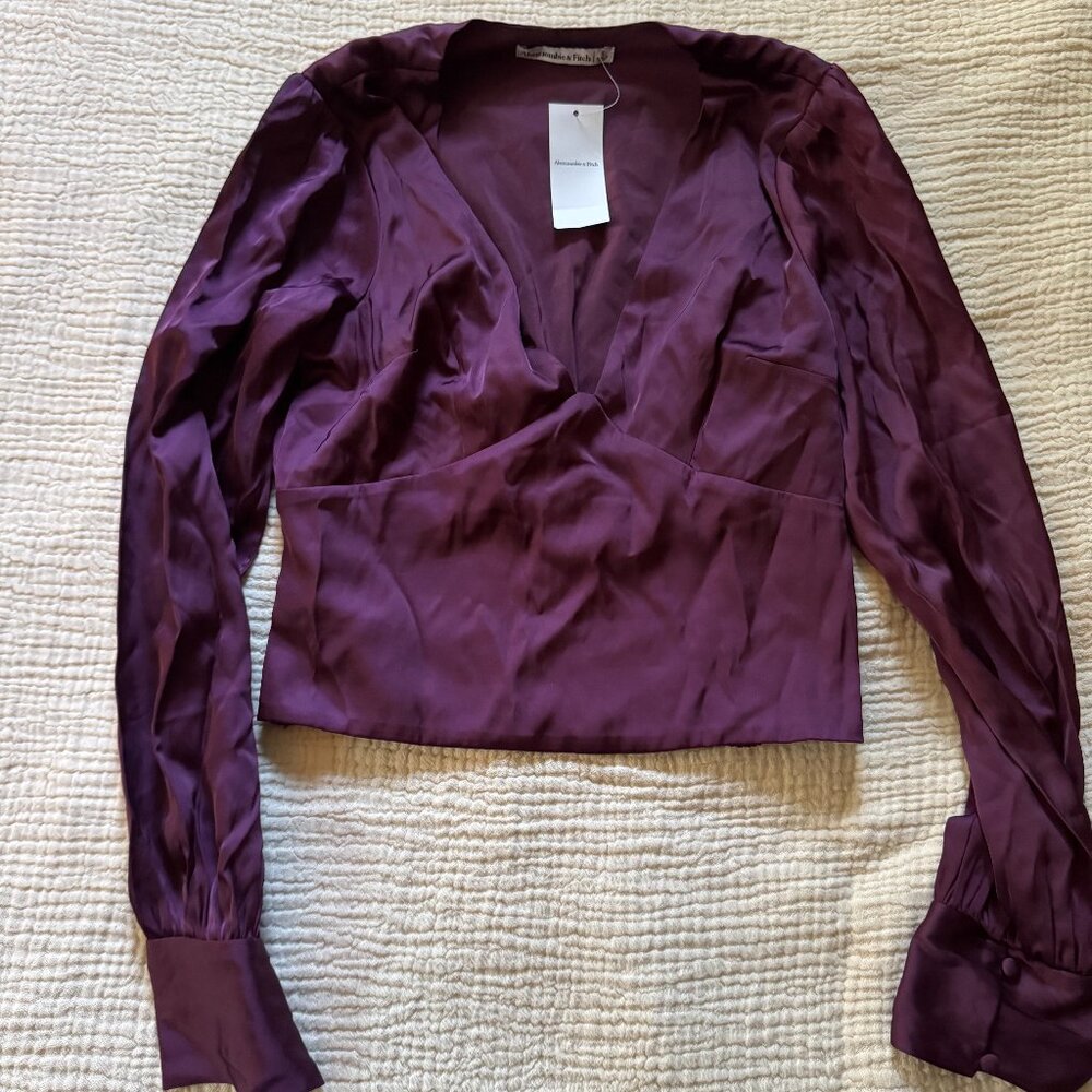 Abercrombie and Fitch Maroon Silk Top Size Small NWT